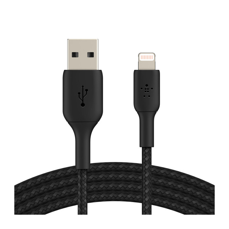 BELKIN Câble Tressé USB-C 2m (Noir) | Charge Rapide & Durable | APOMobile